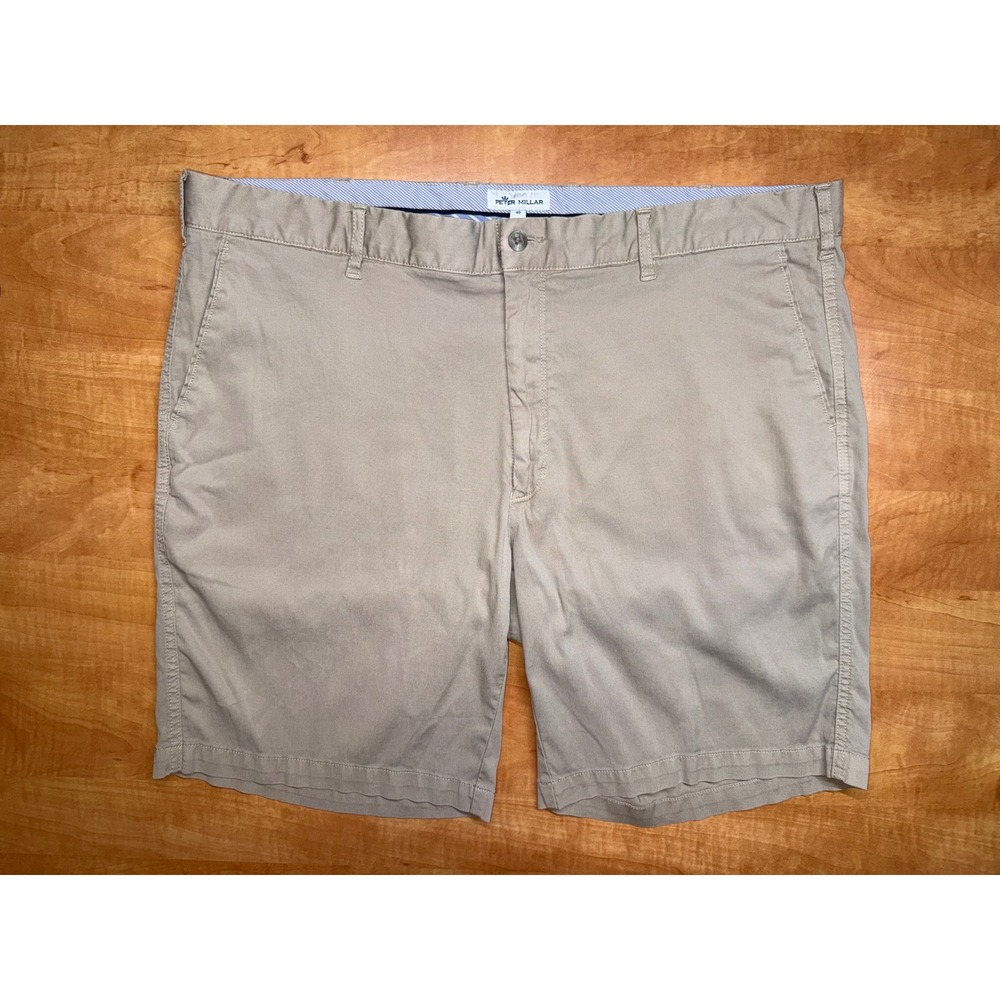 Peter Millar Mens Chino Golf Shorts Beige Tan Stretch Size 40
